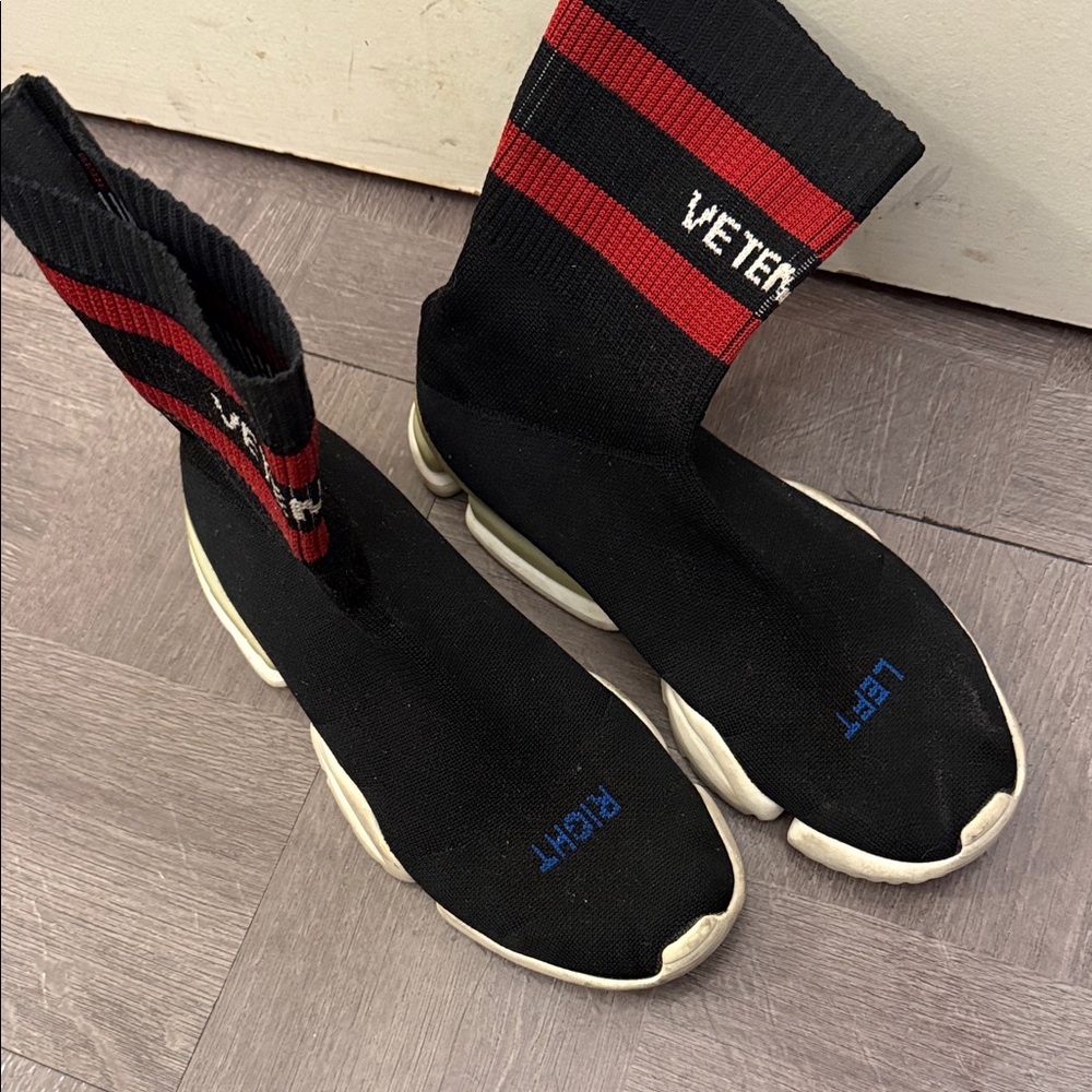 Vetements Black and Red Striped Sock Sneakers